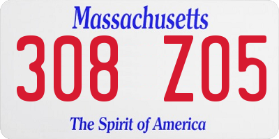 MA license plate 308ZO5