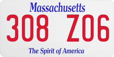 MA license plate 308ZO6