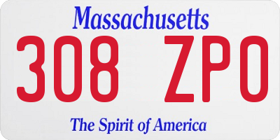 MA license plate 308ZP0