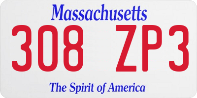 MA license plate 308ZP3