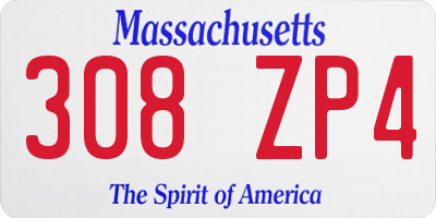 MA license plate 308ZP4