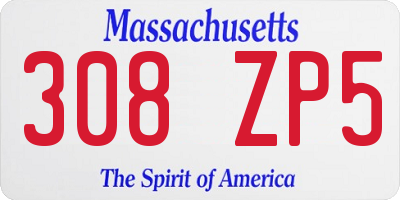MA license plate 308ZP5
