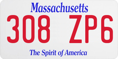 MA license plate 308ZP6
