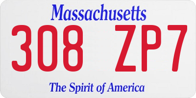 MA license plate 308ZP7