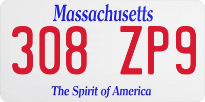 MA license plate 308ZP9