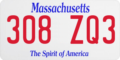 MA license plate 308ZQ3