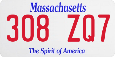 MA license plate 308ZQ7