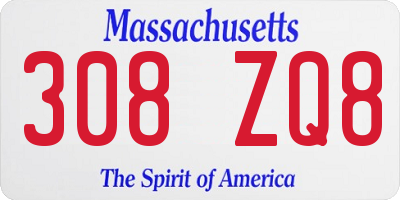 MA license plate 308ZQ8