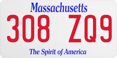 MA license plate 308ZQ9