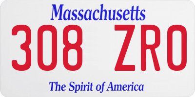 MA license plate 308ZR0