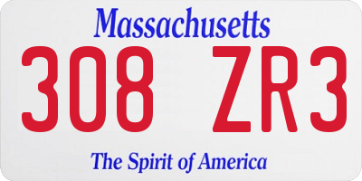 MA license plate 308ZR3