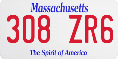 MA license plate 308ZR6