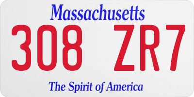 MA license plate 308ZR7