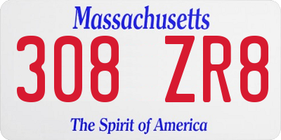 MA license plate 308ZR8