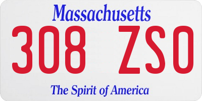MA license plate 308ZS0