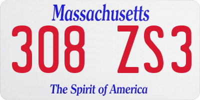 MA license plate 308ZS3