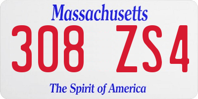 MA license plate 308ZS4