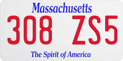 MA license plate 308ZS5