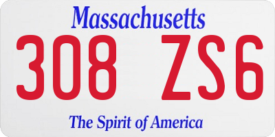 MA license plate 308ZS6