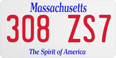 MA license plate 308ZS7