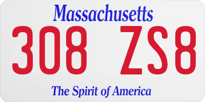 MA license plate 308ZS8
