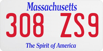 MA license plate 308ZS9