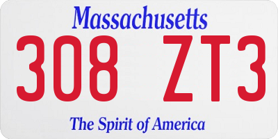 MA license plate 308ZT3
