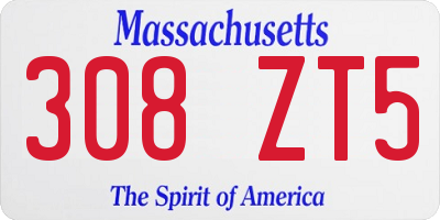 MA license plate 308ZT5