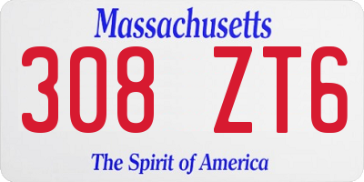 MA license plate 308ZT6