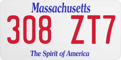 MA license plate 308ZT7