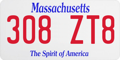 MA license plate 308ZT8