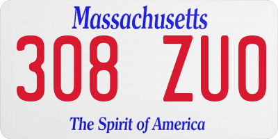 MA license plate 308ZU0