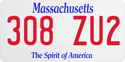 MA license plate 308ZU2