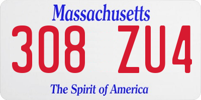 MA license plate 308ZU4