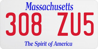 MA license plate 308ZU5