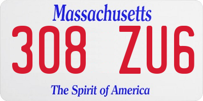 MA license plate 308ZU6