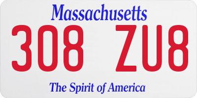 MA license plate 308ZU8