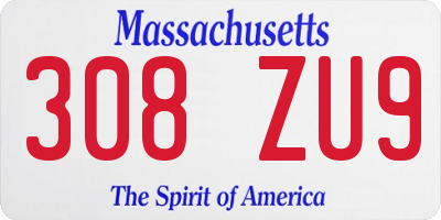 MA license plate 308ZU9