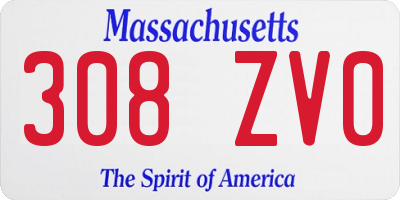 MA license plate 308ZV0
