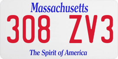 MA license plate 308ZV3