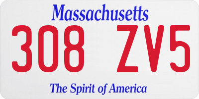 MA license plate 308ZV5