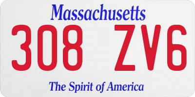 MA license plate 308ZV6