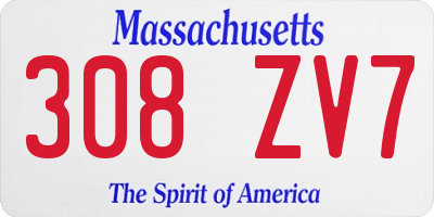 MA license plate 308ZV7