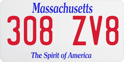 MA license plate 308ZV8