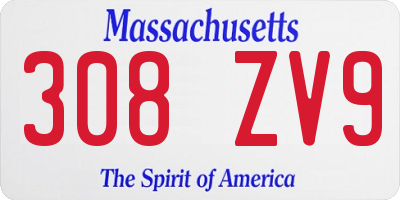 MA license plate 308ZV9