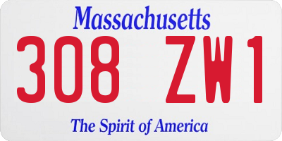 MA license plate 308ZW1