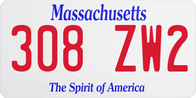 MA license plate 308ZW2