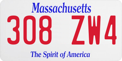 MA license plate 308ZW4