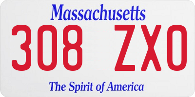 MA license plate 308ZX0