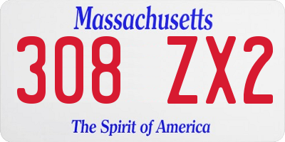 MA license plate 308ZX2